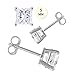 Crazy2Shop 14K White Gold Princess Cut 5mm Simulated Diamond Post with Friction Back Prong Setting Stud Earrings, 2 Carat