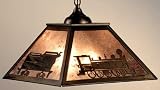LAMPS BEAUTIFUL Rustic Lodge Train Hanging Pendant by Meyda Tiffany--Excellent customer service--see our feedback.