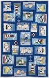 Nautical Area Rug, 828 Accents Collection 4'x6' Blue, 100% Cotton.