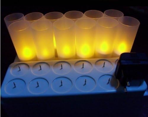 KCRIUS(TM) LED Rechargeable Flameless Tea Light Candles with Difused Votives, Set of 12