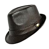 DISTRESSED LEATHER STYLE BROWN CLASSIC FEDORA