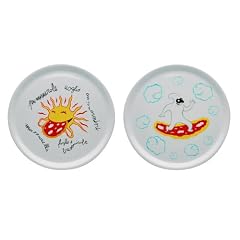 A di Alessi AMGI08 S1 Set bestehend aus zwei Pizzatellern aus Porzellan,wei� mit Dekor