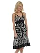 Womens Black White Floral Cotton Dress Umpire Waist Sizes S M L or XL
