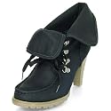 MQ23 Damen stillvolle Ankle Stiefeletten mit Bergsteiger&ouml;sen und Trichterabsatz MQ1216