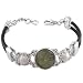 Jewelry : Sterling Silver Labradorite and White Freshwater Cultured Pearl w/ Black Rubber Cord Bracelet by Sajen