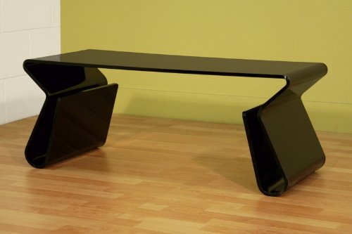 picture of Coffee Table with Magazine Rack - Acrylic Black Finish