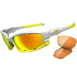 Oakley Split Jacket Adult Sport Fashion Sunglasses - Polished White/Fire Iridium Vented, Persimmon