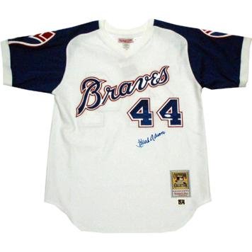 Hank Aaron 1974 M&N Home Atlanta Braves Jersey (Signed on the Front)