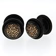 Black Acrylic Faux Plug - Leopard Logo - 16g Stud Wire - 00g Fake Plug - Sold as a Pair