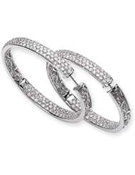 14k White Gold Diamond In-Out Hinged Hoop Earrings