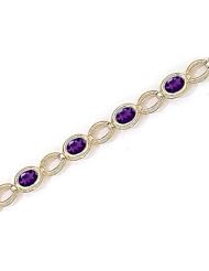 14kt Yellow Gold Oval Amethyst Bracelet.