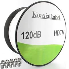 SAT-Kabel HDTV Antennenkabel Koaxialkabel Koax 120dB (4-fach geschirmt) L�nge 100m inkl. 10x F-Stecker