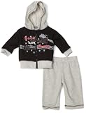 Baby Essentials Baby-boys Newborn 2 Piece Rock and Roll Jog Set, Black/Grey, 3-6 Months