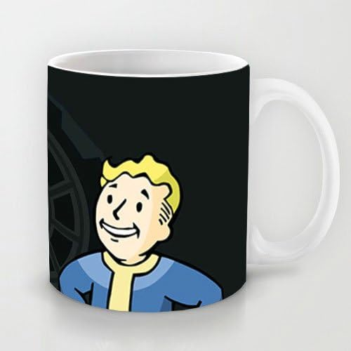 Beautiful and Elephant White 11 oz Classic White Ceramic Mugs Design with Fallout 3 Vault Boy Wallpapers Wide Coffee Mugs/Tea Mugs/Drink Cups - Dishwasher and Microwave Safe