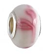 Pandora Style Charm Bead (Z390) - Glass (14mm x 9mm) (fits Troll too) ~ Breast Cancer Awareness Ribbon