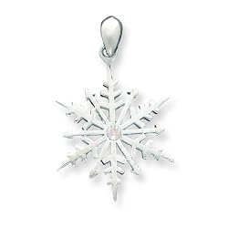 Sterling Silver Snowflake with Crystal Pendant with 20 Inch Chain