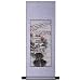 Handmade Asian Wall Art Scroll Painting On Textured Blue Brocade - Himalayan Mountain Temple