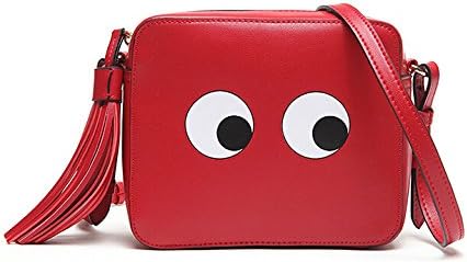 Talentote New Arrival Mini Shoulder Messenger Cross Body Handbag w Fringe Tassel & Lovely Eyes TTC-ap-64812 (red)