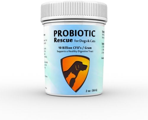 Probiotic Rescue for Dogs & Cats: 10 Billion CFU's/Gram Powder Formula - Supports a Healthy Digestive Tract - 3 Powerful Strains - Superior Canine & Feline Refrigerated Acidophilus - 96 Servings -100% Money Back Guarantee!