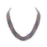Indian Women Jewelry Purple Pink Crystal Beaded 5 Layer Strand Necklace