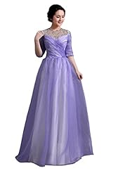 A-line Elbow Length Sleeves Crystals Pleated Sequined Crystal Evening Dress 