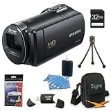 Samsung HMX-F80 Flash Memory HD Digital Video Camcorder (Black) 32gb Deluxe Bundle