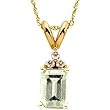 14K Yellow Gold (Prasiolite) Green Amethyst and Diamond Pendant