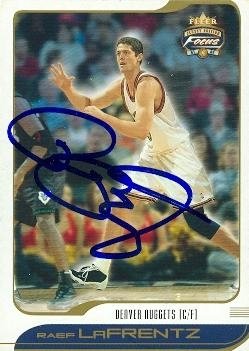 Raef LaFrentz Autographed/Hand Signed Basketball Card (Denver Nuggets) 2002 Fleer Focus #19