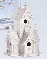 Distressed White Victorian Birdhouse