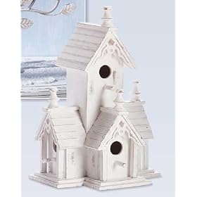 Distressed White Victorian Birdhouse from Birdhouses & Accessories