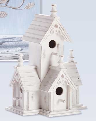 Childrens Toyshop  Outdoor Living : Distressed White Victorian Birdhouse