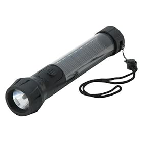  Hybrid Solar LED Flashlight with Battery Backup 120 Lumens Black
