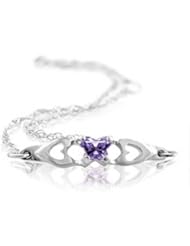Butterfly Style Violet Special Shape Cubic Zirconia Bracelet in 14kt White Gold