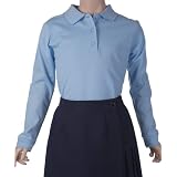 Long Sleeve Knit Polo With Laced Collar (Sizes 7-20) - blue, 10-12