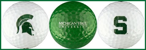 Michigan State University S Spartan Head Logo" Ncaa College Sports Golf Balls 3 Piece Gift Set