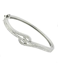 Ladies Silver Bracelet with Two Rows of White CZ