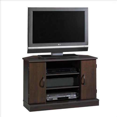Sauder Beginnings Corner TV Stand in Cinnamon Cherry