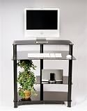 Compact Black Tempered Glass & Aluminum Modern Computer Desk