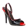 5 Inch Sexy Slingback Shoes Peep Toe High Heel Sandal Shoes Black / Red Patent