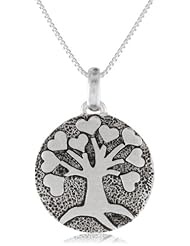 Sterling Silver "A Familys Love Is Natures Masterpiece" and Family Tree Reversible Pendant Necklace , 18"