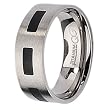Black Accent Flat Brushed Titanium Ring (8.0 mm) - Sizes 6-13