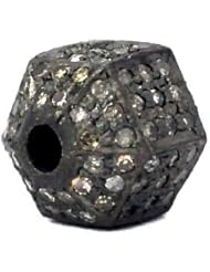 10mm Diamond Pave Spacer Bead .925 Sterling Silver Charm Jewelry