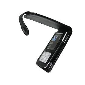 BLACK Genuine Leather Case + screen protector for Sony Walkman Video NWZ-A815, NWZ-A816, NWZ-A818, NWZA815, NWZA816 & NWZA818