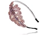 Princess Subtle Peach Coral Flourish Leaf Crystal Bead Big Fashion Hair Headband