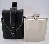 Review Simple Luxuries fs505 / Stainless Steel Chrome Flask in Black Leather Carrying Case 5oz