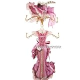 Victorian Jewelry Stand Purple Bustle Train Dress w/Hat 17.5 Inches