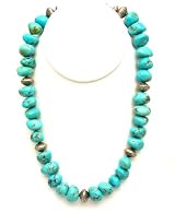 Necklace-Turquoise with Stamped Silver Spacers