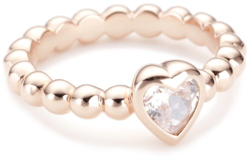 Esprit Damen-Ring pellet heart rose 925 Sterlingsilber vergoldet 1 Zirkonia farblos Gr. 16 Preisvergleich
