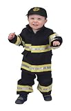 Jr. Fire Fighter Suit with embroidered Cap, size 18Month (black)