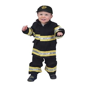Jr. Fire Fighter Suit with embroidered Cap, size 18Month (black)